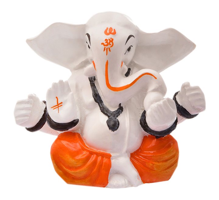 Divine Blessings Ganesha: White Resin Abhaya Mudra Idol - Auspicious Decor & Gift - Karigaari India Aesthetic Home Decor