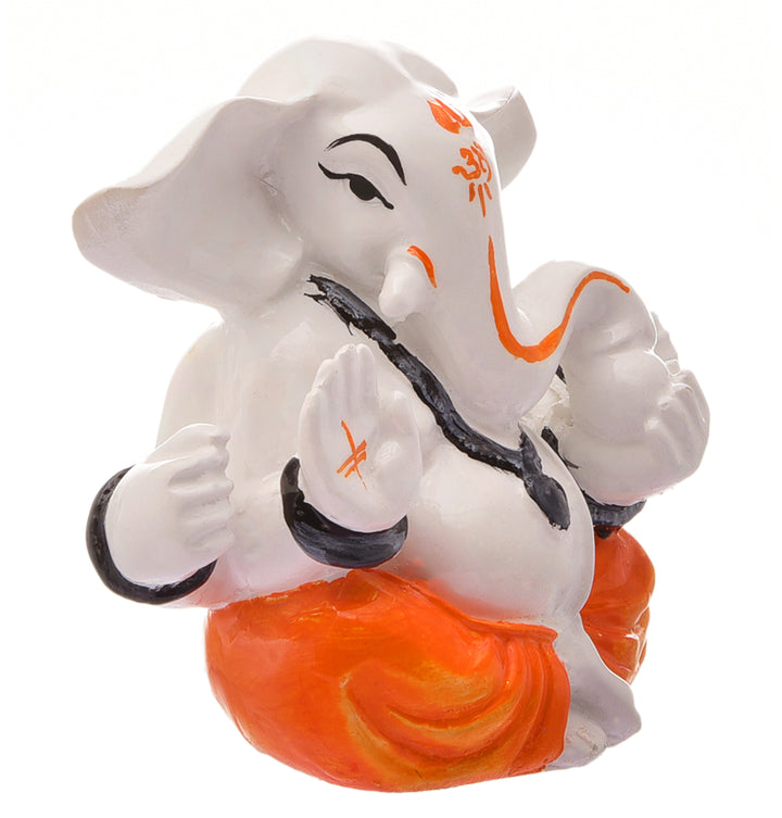 Divine Blessings Ganesha: White Resin Abhaya Mudra Idol - Auspicious Decor & Gift - Karigaari India Aesthetic Home Decor
