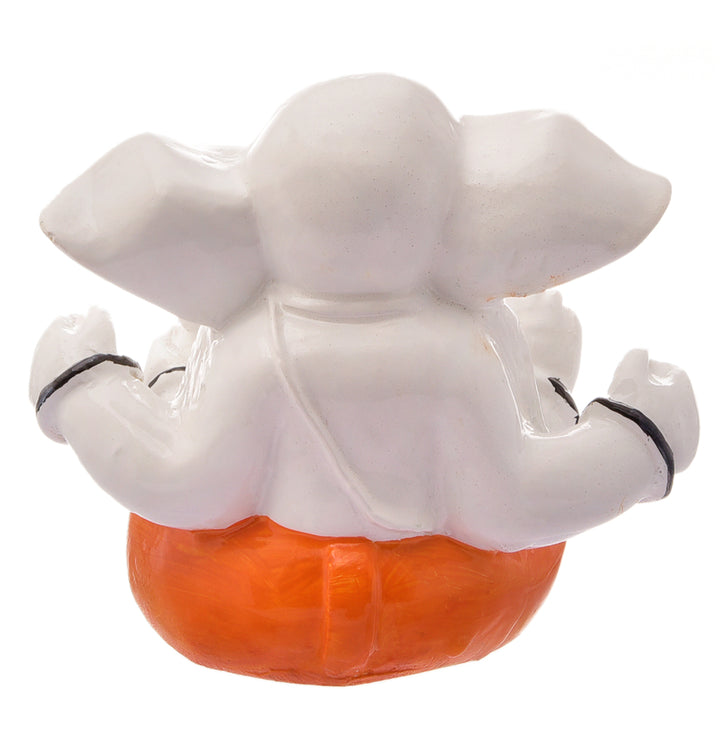 Divine Blessings Ganesha: White Resin Abhaya Mudra Idol - Auspicious Decor & Gift - Karigaari India Aesthetic Home Decor