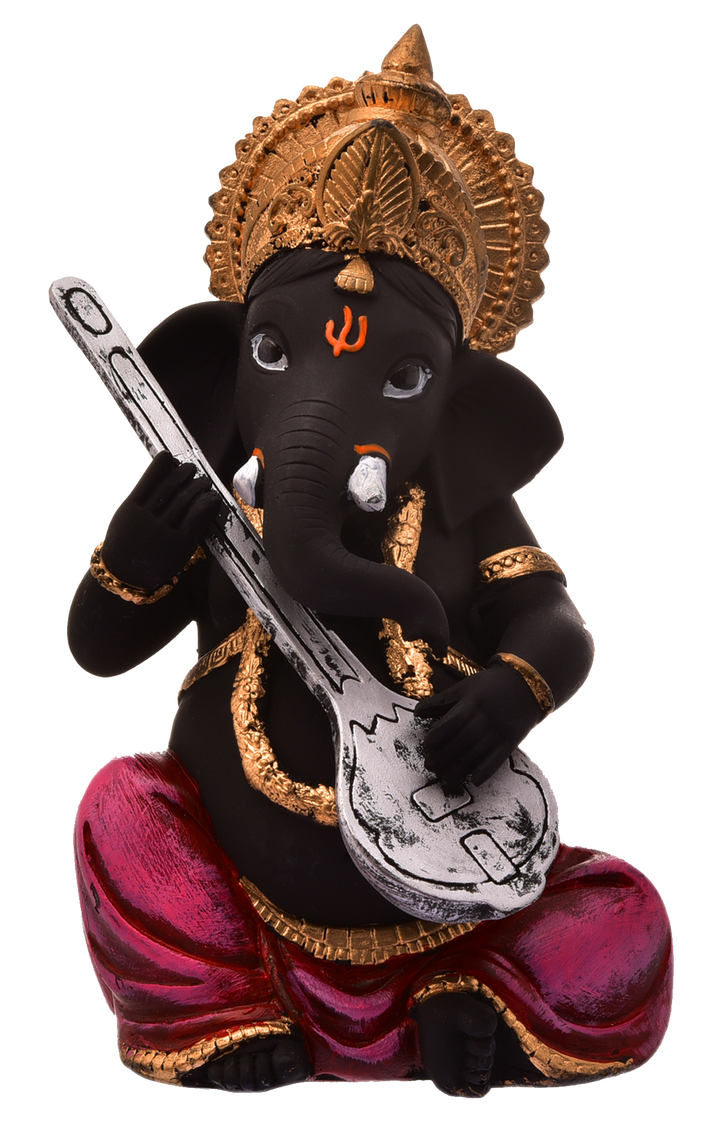 Elegant Musical Ganesha Idol Playing Veena | Resin Ganpati Statue for Home Decor & Gifting | Divine Lord Ganesh Murti for Mandir, Living Room, Office - Karigaari India Aesthetic Home Decor