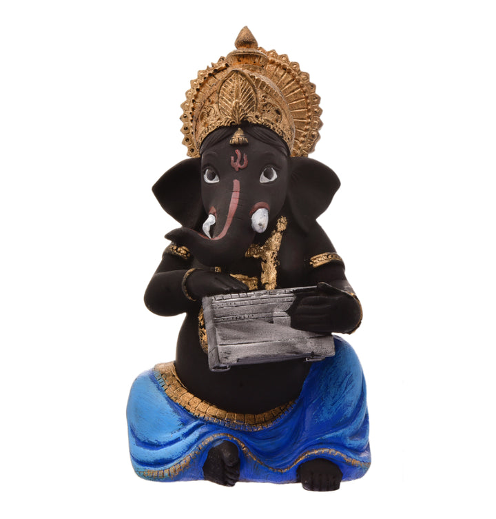 Melodic Blessings Ganesha: Intricately Crafted Resin Idol with Harmonium - Spiritual & Festive - Karigaari India Aesthetic Home Decor