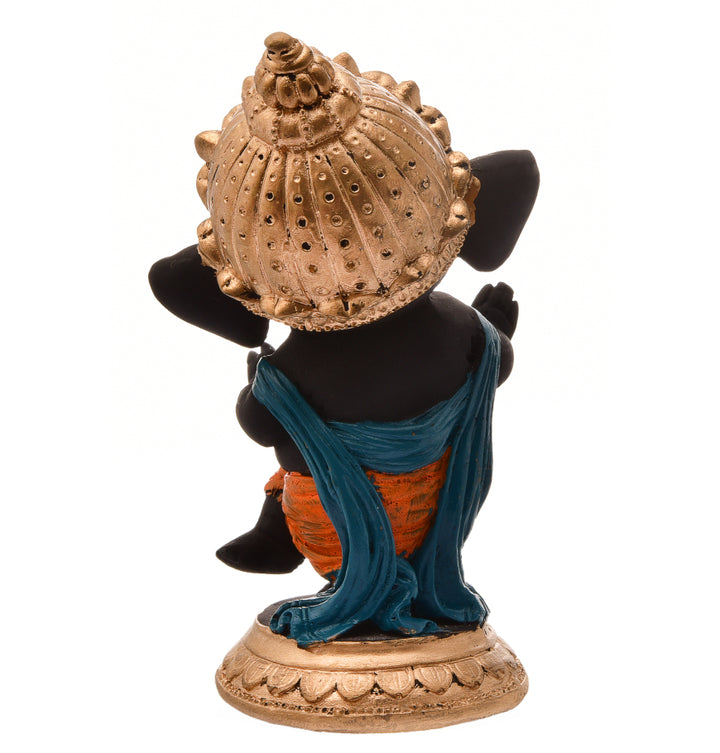 Black Resin Dholak Ganesha Idol Musical Ganpati Murti for Home Decor & Festive Gifting - Karigaari India Aesthetic Home Decor