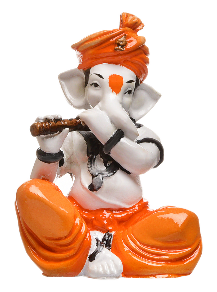 Lord Ganesha's Serenade: Unique Resin Seated Flute Idol for Home, Pooja & Gifting - Karigaari India Aesthetic Home Decor