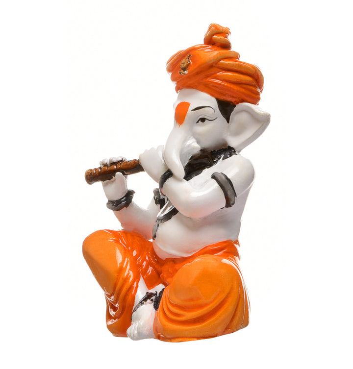 Lord Ganesha's Serenade: Unique Resin Seated Flute Idol for Home, Pooja & Gifting - Karigaari India Aesthetic Home Decor