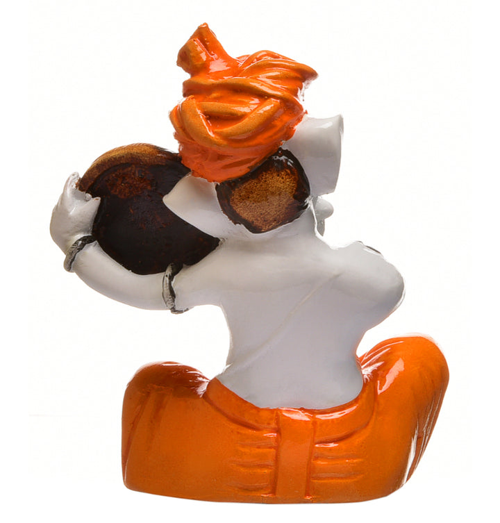 Mini Dholak Ganesha Idol for Car Dashboard Resin Ganpati Murti for Travel Blessings & Gifting - Karigaari India Aesthetic Home Decor