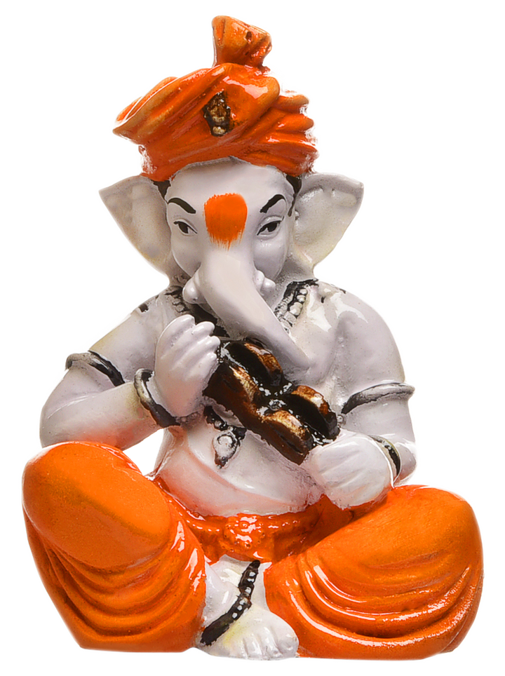 Resin Flute Ganesha Idol Artistic Ganpati Statue for Home Mandir, Festive Decor & Gifting - Karigaari India Aesthetic Home Decor