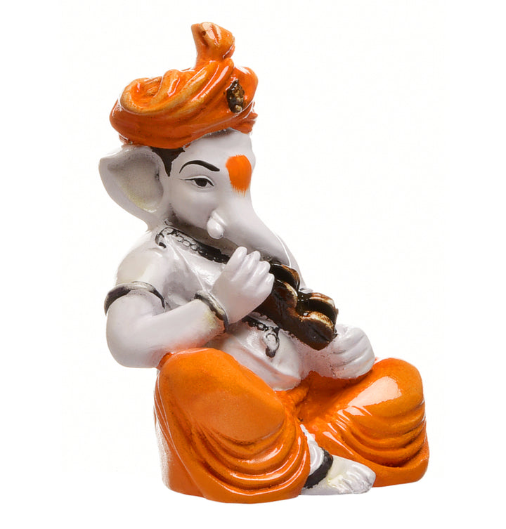 Resin Flute Ganesha Idol Artistic Ganpati Statue for Home Mandir, Festive Decor & Gifting - Karigaari India Aesthetic Home Decor