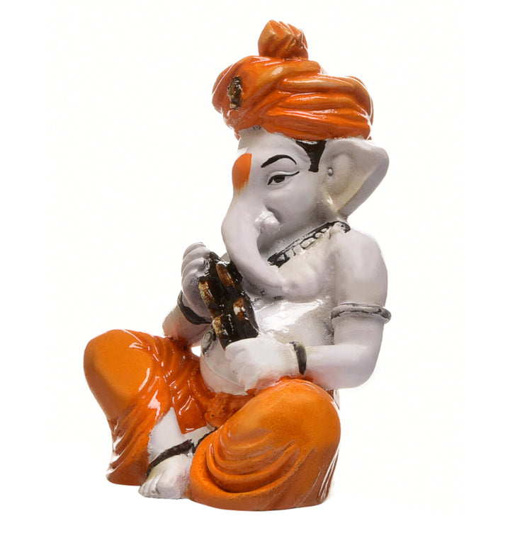 Resin Flute Ganesha Idol Artistic Ganpati Statue for Home Mandir, Festive Decor & Gifting - Karigaari India Aesthetic Home Decor