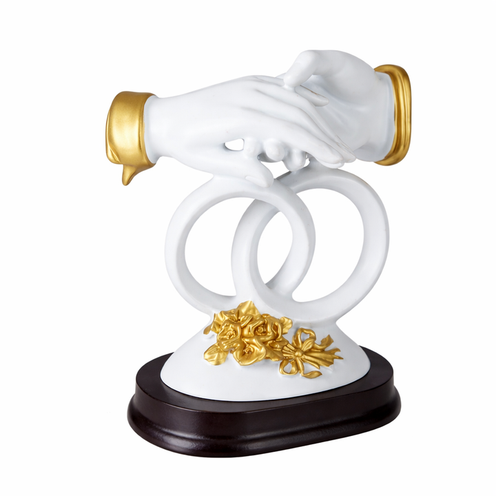 Karigaari India Handshake Rings Figurine Couple Hand Holding Rings Sta