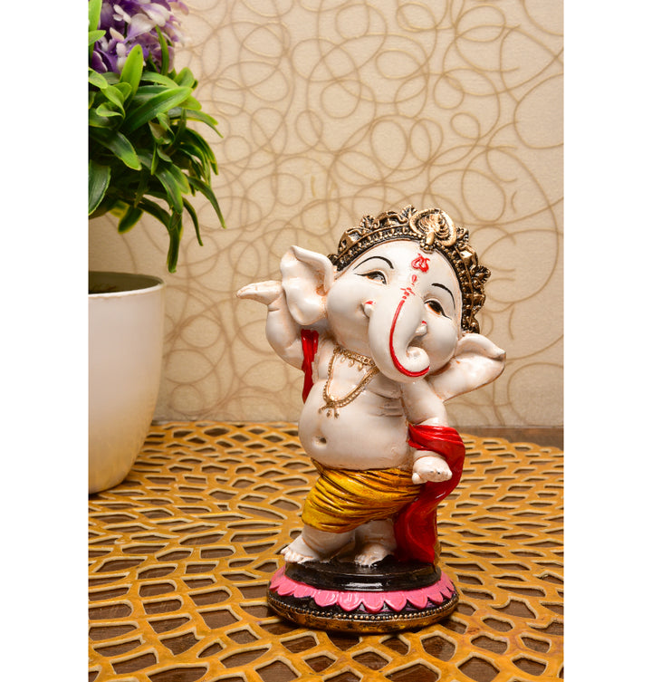 Graceful Ganesha: Handcrafted Resin Standing Statue - Blessings & New Beginnings - Karigaari India Aesthetic Home Decor