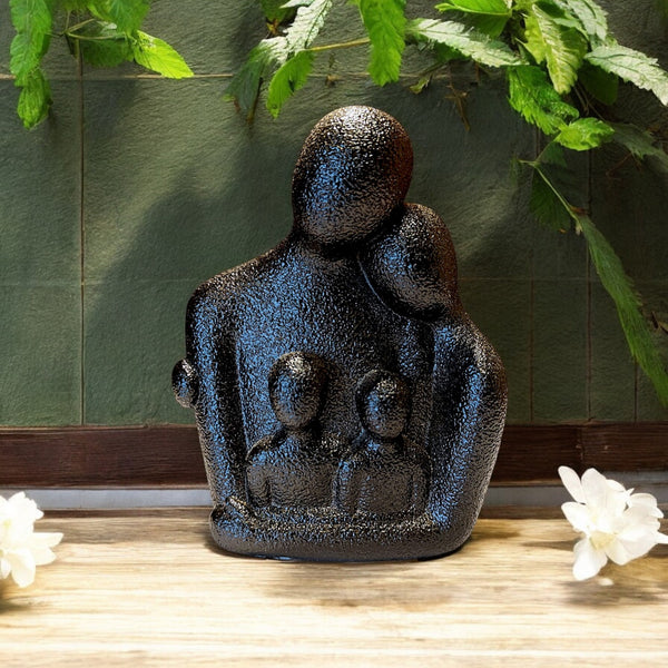Abstract Family Embrace Figurine  | Polyresin Textured Sculpture for Modern Home Decor, Love & Gifting