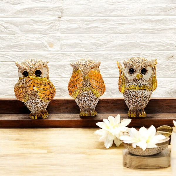 Elegant Resin Owl Figurine | Handcrafted Decorative Owl Idol for Home & Office | Symbol of Wisdom & Good Luck | Table Decor & Gifting Showpiece