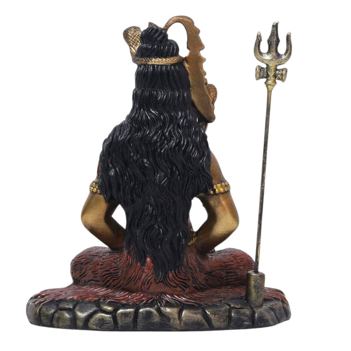 Mahadev Shiva Meditation Idol Antique Resin Shiv Murti with Trishul | Home Temple & Decor Statue - Karigaari India Aesthetic Home Decor