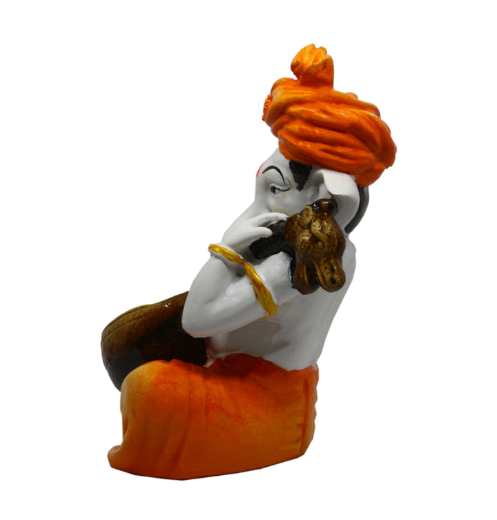 Enchanting Ganesha: Handcrafted Resin Sitar Statue - Blessings & Harmony - Karigaari India Aesthetic Home Decor