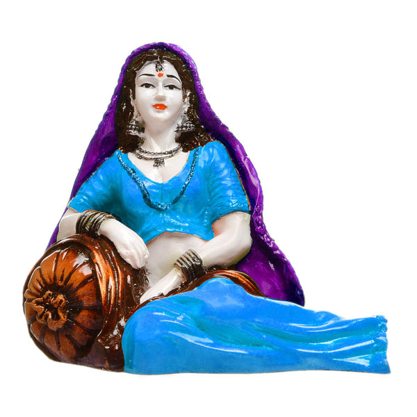 Serene Rajasthan Muse: Handcrafted Resin Lady in Relaxed Pose - Cultural Home Accent