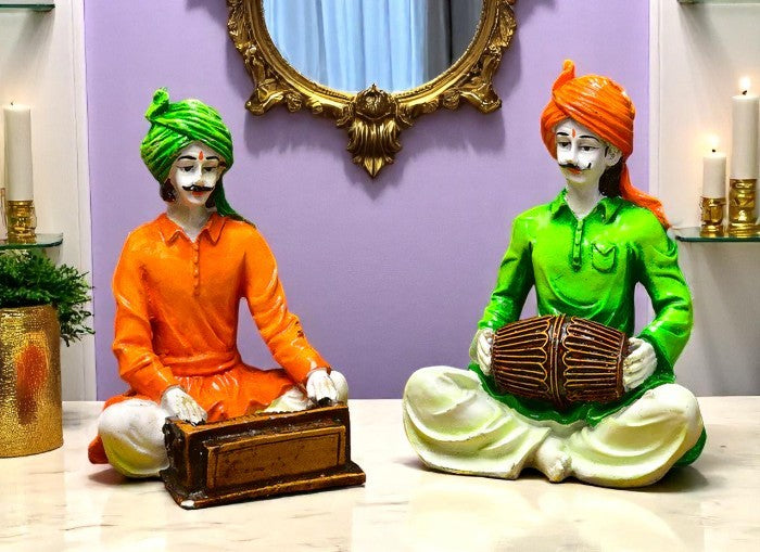 Traditional Rajasthani Folk Musician Resin Showpiece - Karigaari India Aesthetic Home Decor