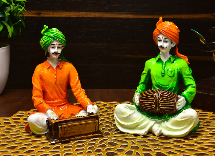 Traditional Rajasthani Folk Musician Resin Showpiece - Karigaari India Aesthetic Home Decor