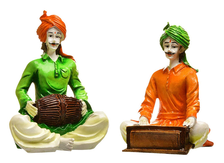 Traditional Rajasthani Folk Musician Resin Showpiece - Karigaari India Aesthetic Home Decor