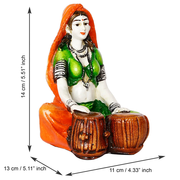 Karigaari Rajasthani Tabla Player Resin - Karigaari India Aesthetic Home Decor