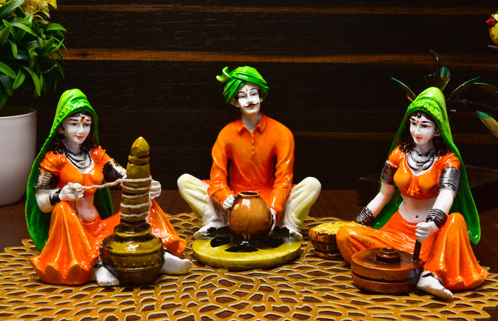 Rajasthani Figurine Resin 3 Set of Trio - Karigaari India Aesthetic Home Decor