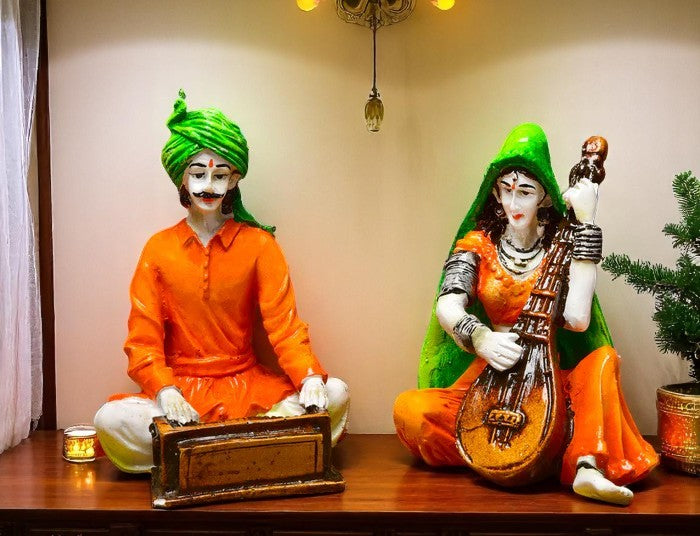 Rajasthani Musician Couple: A Symphony in Resin - Karigaari India Aesthetic Home Decor
