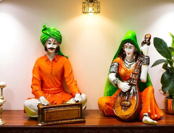 Rajasthani Musician Couple: A Symphony in Resin - Karigaari India Aesthetic Home Decor