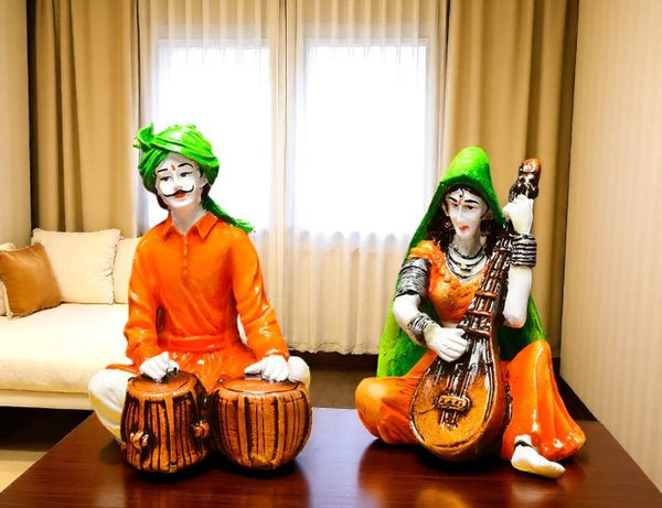 Tabla Rhythms Duo Indian Music Decor - Karigaari India Aesthetic Home Decor