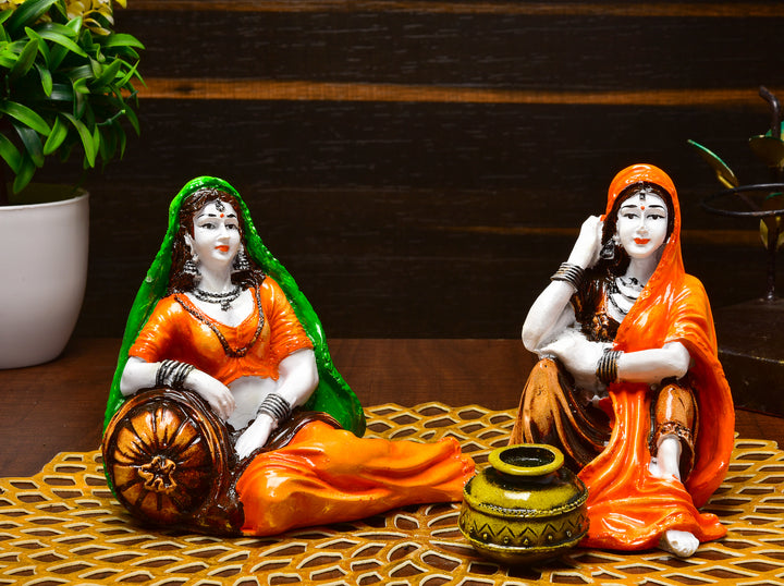 Indian Village Women Resin Statue Set - Karigaari India Aesthetic Home Decor