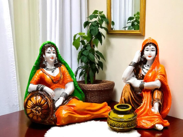 Indian Village Women Resin Statue Set - Karigaari India Aesthetic Home Decor