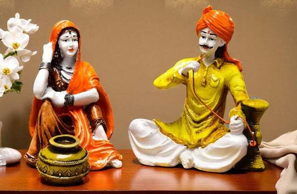 Rajasthani Folk Life Home Decor Set of 2 - Karigaari India Aesthetic Home Decor
