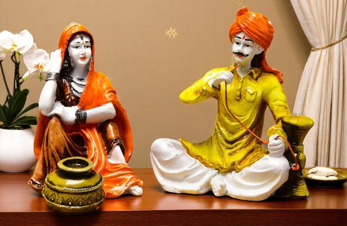 Rajasthani Folk Life Home Decor Set of 2 - Karigaari India Aesthetic Home Decor