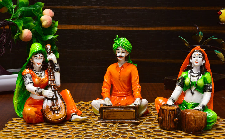Rajasthani Musicians Ensemble Home Decor - Set of 3 - Karigaari India Aesthetic Home Decor