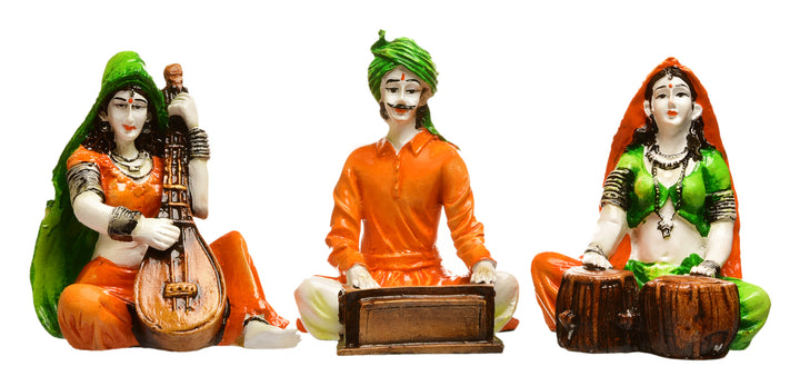 Rajasthani Musicians Ensemble Home Decor - Set of 3 - Karigaari India Aesthetic Home Decor