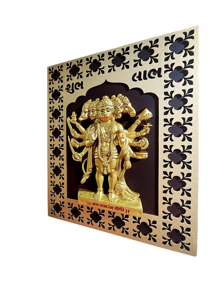 Panchmukhi Hanuman Wooden Wall Hanging for Home Entrance - Karigaari India Aesthetic Home Decor