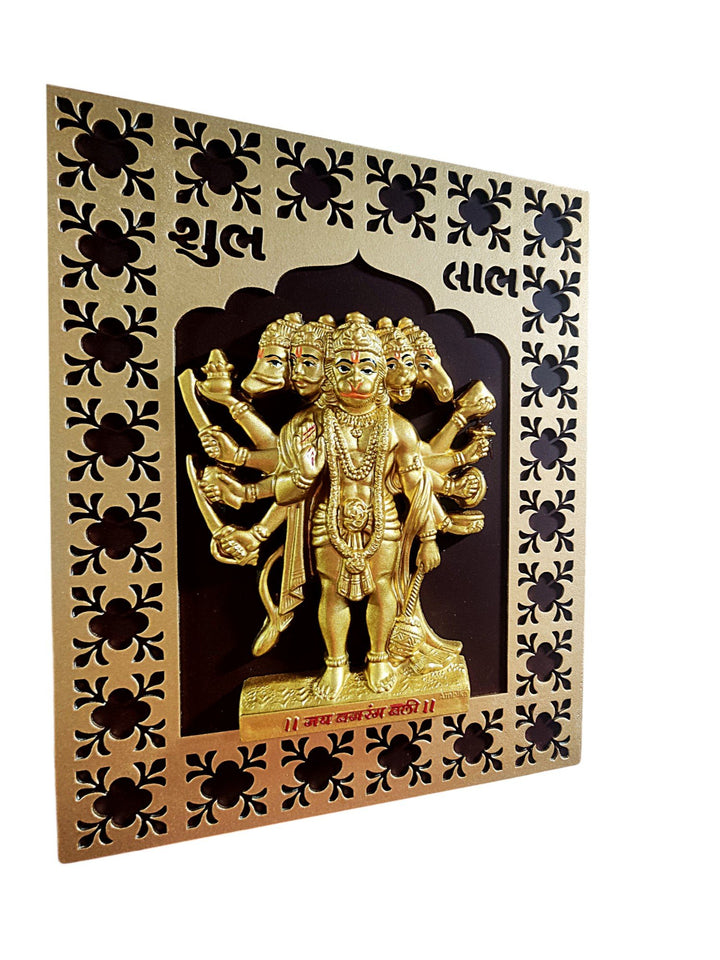 Panchmukhi Hanuman Wooden Wall Hanging for Home Entrance - Karigaari India Aesthetic Home Decor