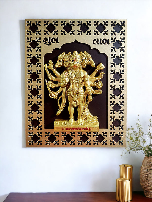 Panchmukhi Hanuman Wooden Wall Hanging for Home Entrance - Karigaari India Aesthetic Home Decor