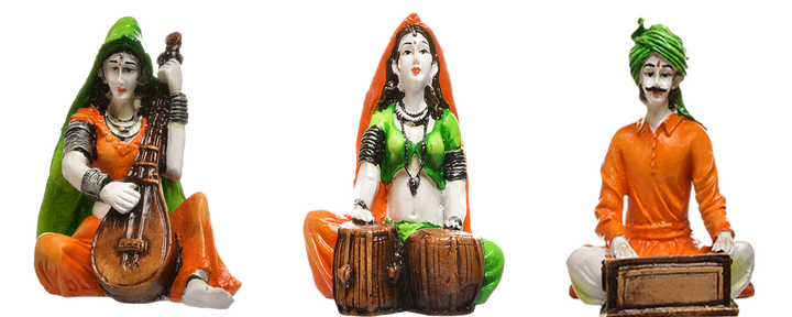 Rajasthani Musicians Ensemble Home Decor - Set of 3 - Karigaari India Aesthetic Home Decor