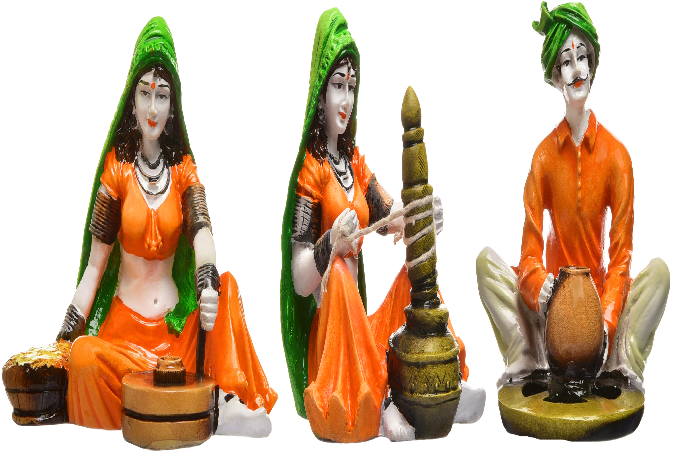Rajasthani Figurine Resin 3 Set of Trio - Karigaari India Aesthetic Home Decor