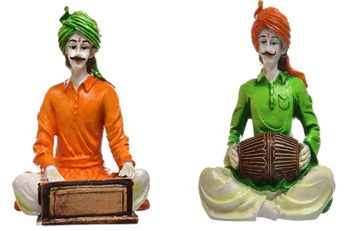 Traditional Rajasthani Folk Musician Resin Showpiece - Karigaari India Aesthetic Home Decor