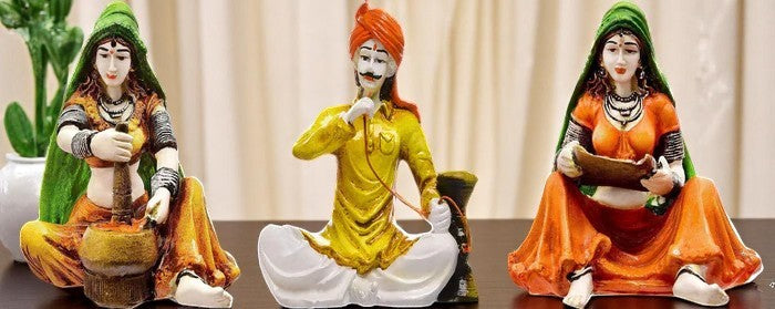 Rajasthani Serenity Statues Cultural Home Accent Collection - Karigaari India Aesthetic Home Decor