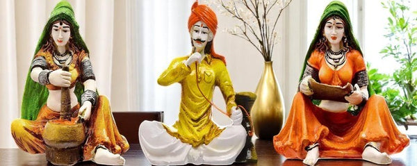 Rajasthani Serenity Statues Cultural Home Accent Collection - Karigaari India Aesthetic Home Decor