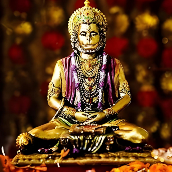 Meditating Hanuman Resin Idol- Serene