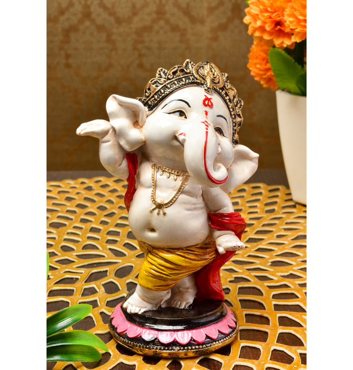 Graceful Ganesha: Handcrafted Resin Standing Statue - Blessings & New Beginnings - Karigaari India Aesthetic Home Decor
