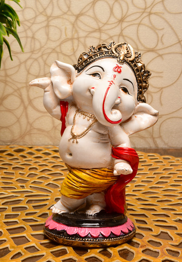 Graceful Ganesha: Handcrafted Resin Standing Statue - Blessings & New Beginnings - Karigaari India Aesthetic Home Decor