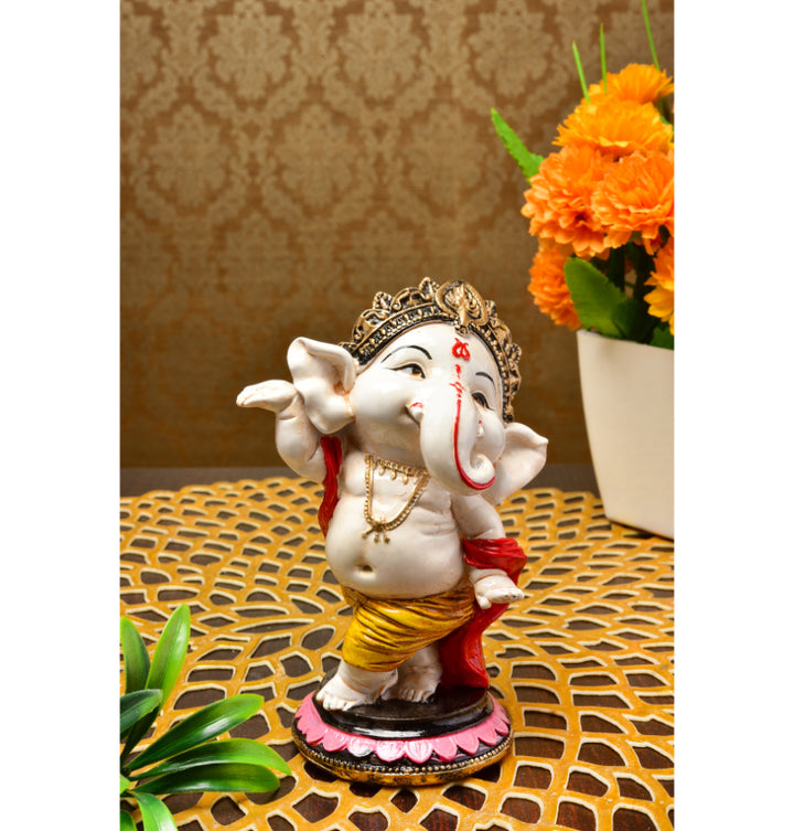 Graceful Ganesha: Handcrafted Resin Standing Statue - Blessings & New Beginnings - Karigaari India Aesthetic Home Decor