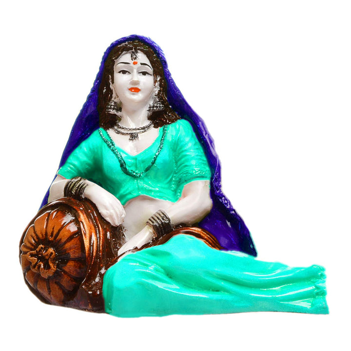 Tranquil Seated Charm: Karigaari Resin Lady in Repose - Peaceful Home Decor - Karigaari India Aesthetic Home Decor