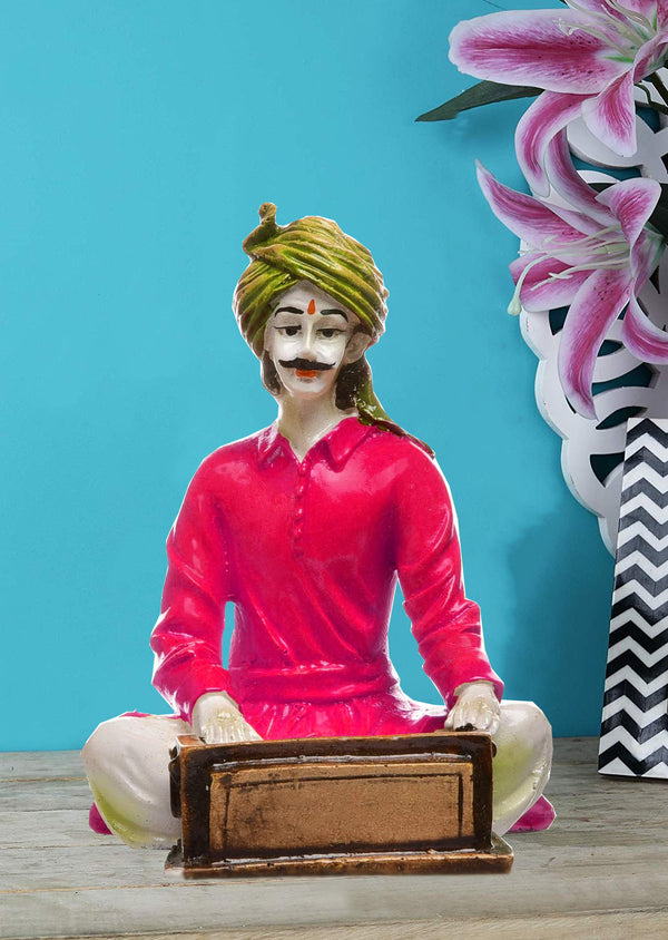 Ancient Notes in Resin: Exquisite Sculpture of a Rajasthani Harmonium Player