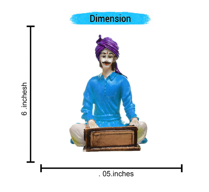 The Silent Symphony of Rajasthan: Hand-Painted Resin Man and His Harmonium's Tale - Karigaari India Aesthetic Home Decor