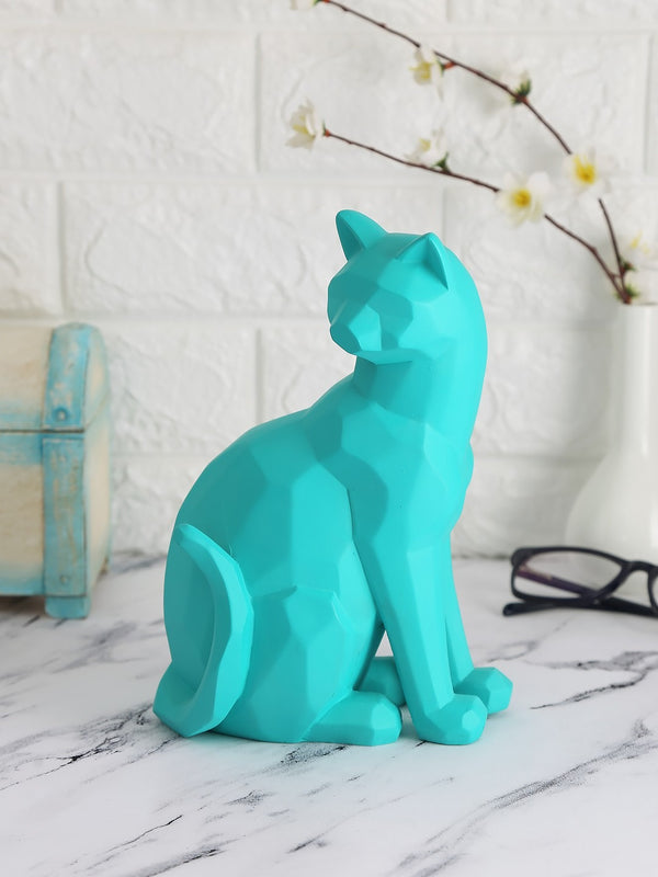 Modern Resin Geometric Cat Figurine | Minimalist Animal Showpiece for Home & Office Decor | Stylish Gifting Sculpture