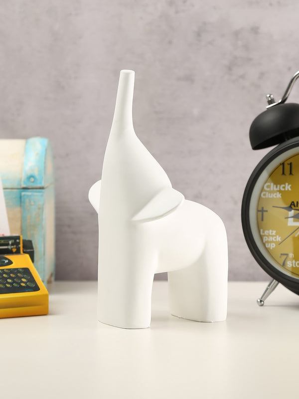 Resin White Elephant Figurine | Elegant Animal Showpiece for Home & Office Decor | Luxury Gifting Sculpture